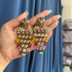 Akhila Golden Stone Kundan Earrings – Multi