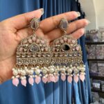 Sarah Kundan Earrings – Light Pink