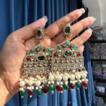 Sarah Kundan Earrings – Red Green