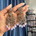 Yuvika Premium Chandbali Earrings – Lavender