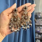 Yuvika Premium Chandbali Earrings – Black