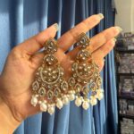 Yuvika Premium Chandbali Earrings – White