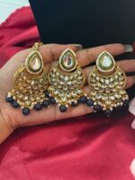 Jiya Premium Kundan Set – Dark Blue - Image 2