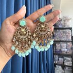 Sonal Premium Chandbali Earrings – Mint Green