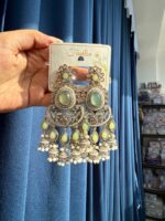 Nupur Mint Green Kundan Chandbali Earrings - Image 2