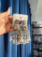 Nupur Golden Kundan Chandbali Earrings - Image 2