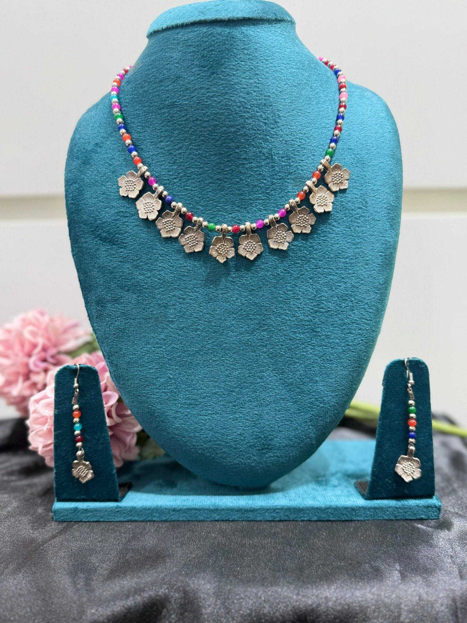 img_2526-scaled-1.jpeg Multi Coloured Beaded Oxidised Set - Image 1