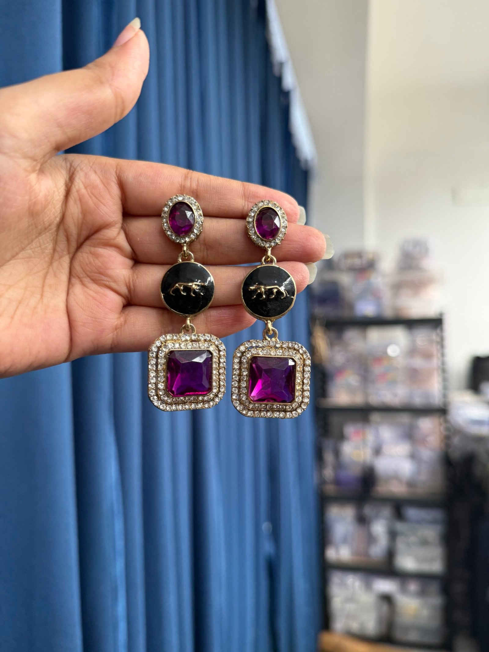 img_2940-scaled-1.jpeg Brand Inspired Earrings – Purple - Image 1
