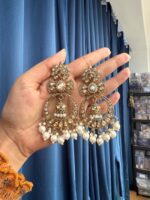 Anchal Kundan Earrings – White - Image 2