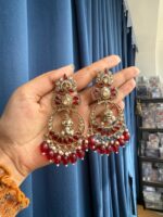 Anchal Kundan Earrings – Red - Image 2