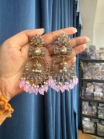 Anchal Kundan Earrings – Lavender - Image 2