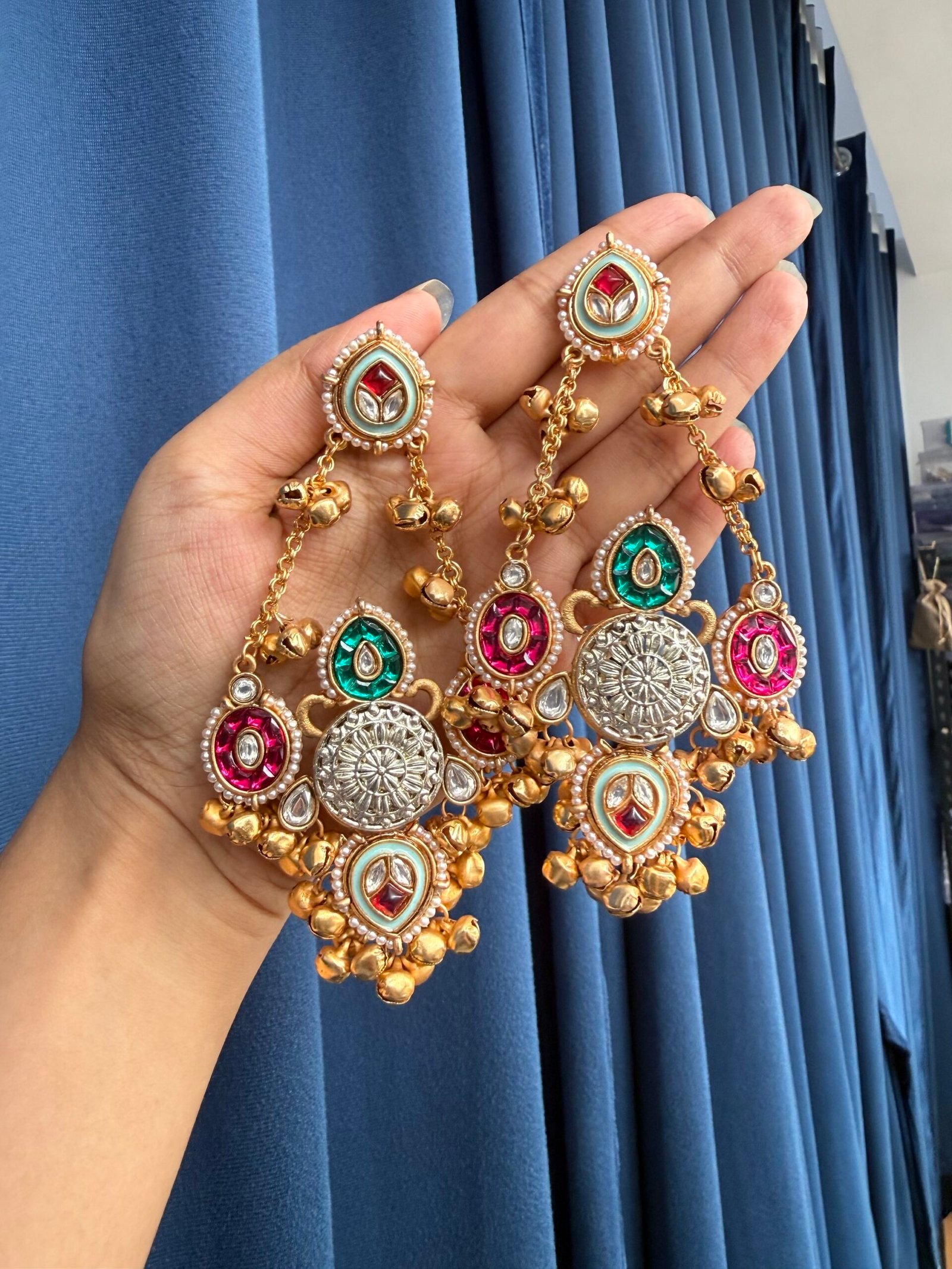 img_3012-scaled-1.jpeg Fathima Kashmiri Chandbali Earrings – Multi - Image 1
