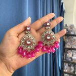 Jhansi Premium Earrings – Dark Pink