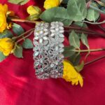 Silver Kundan Mirror Kada – Set of 2