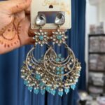 Arpita Premium Kundan Earrings –  Light Blue