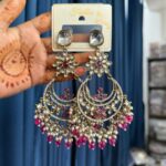 Arpita Premium Kundan Earrings – Dark Pink