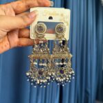 Sajda Chandbali Earrings – Dark Blue