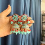 Meenakari Jhumka – Light Blue