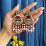 Kusha Chandbali Earrings – Dark Pink