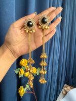 Kasturi Long Kashmiri Ghungroo Earrings – Black - Image 2