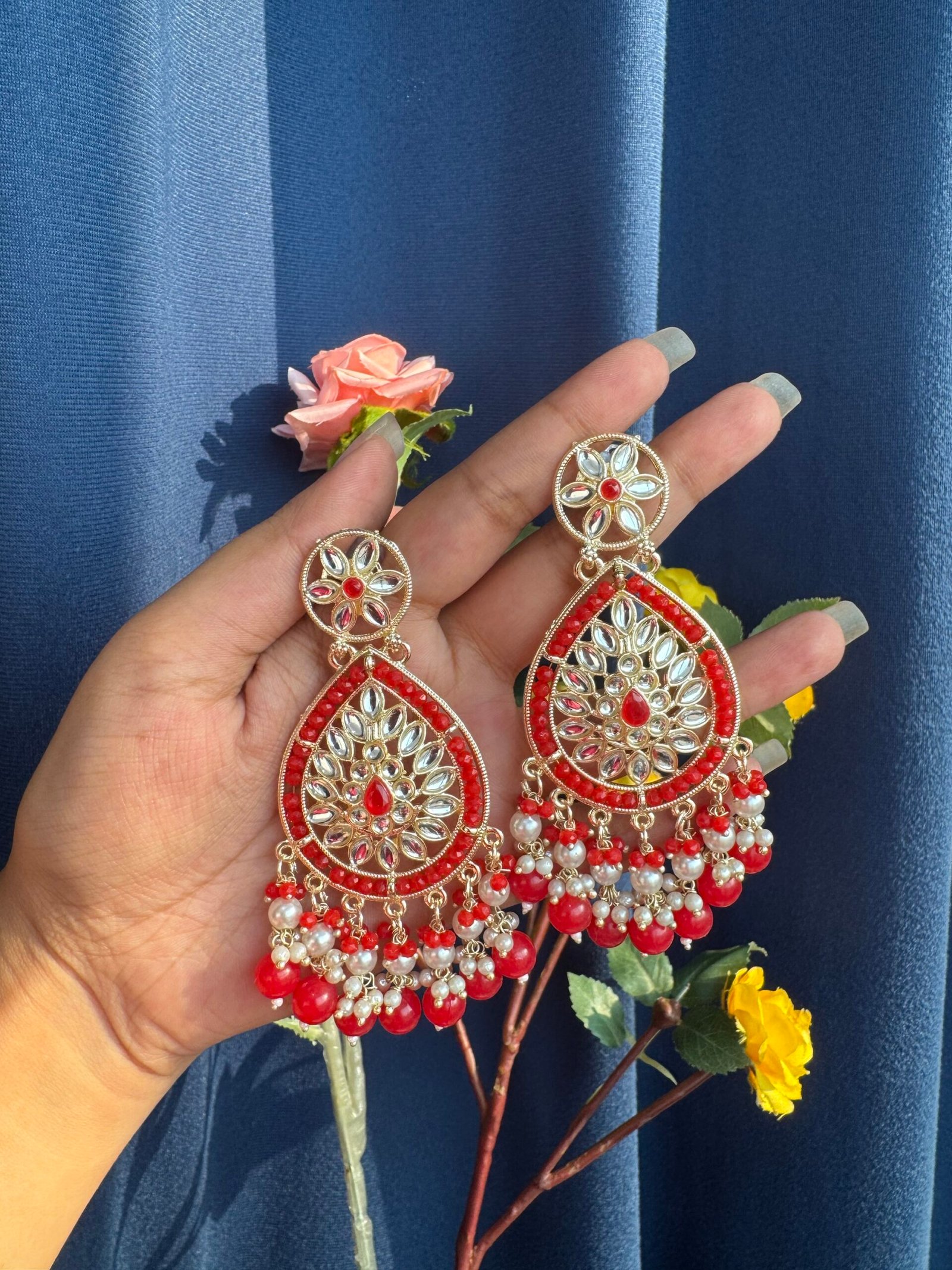img_4176-scaled-1.jpeg Ambika Ethnic Earrings – Red - Image 1