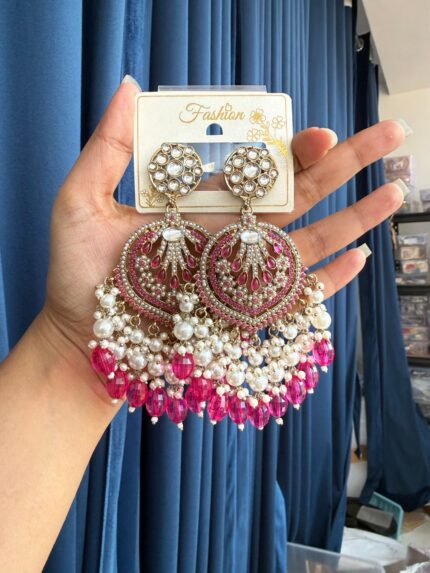 Rhea Premium Earrings – Dark Pink