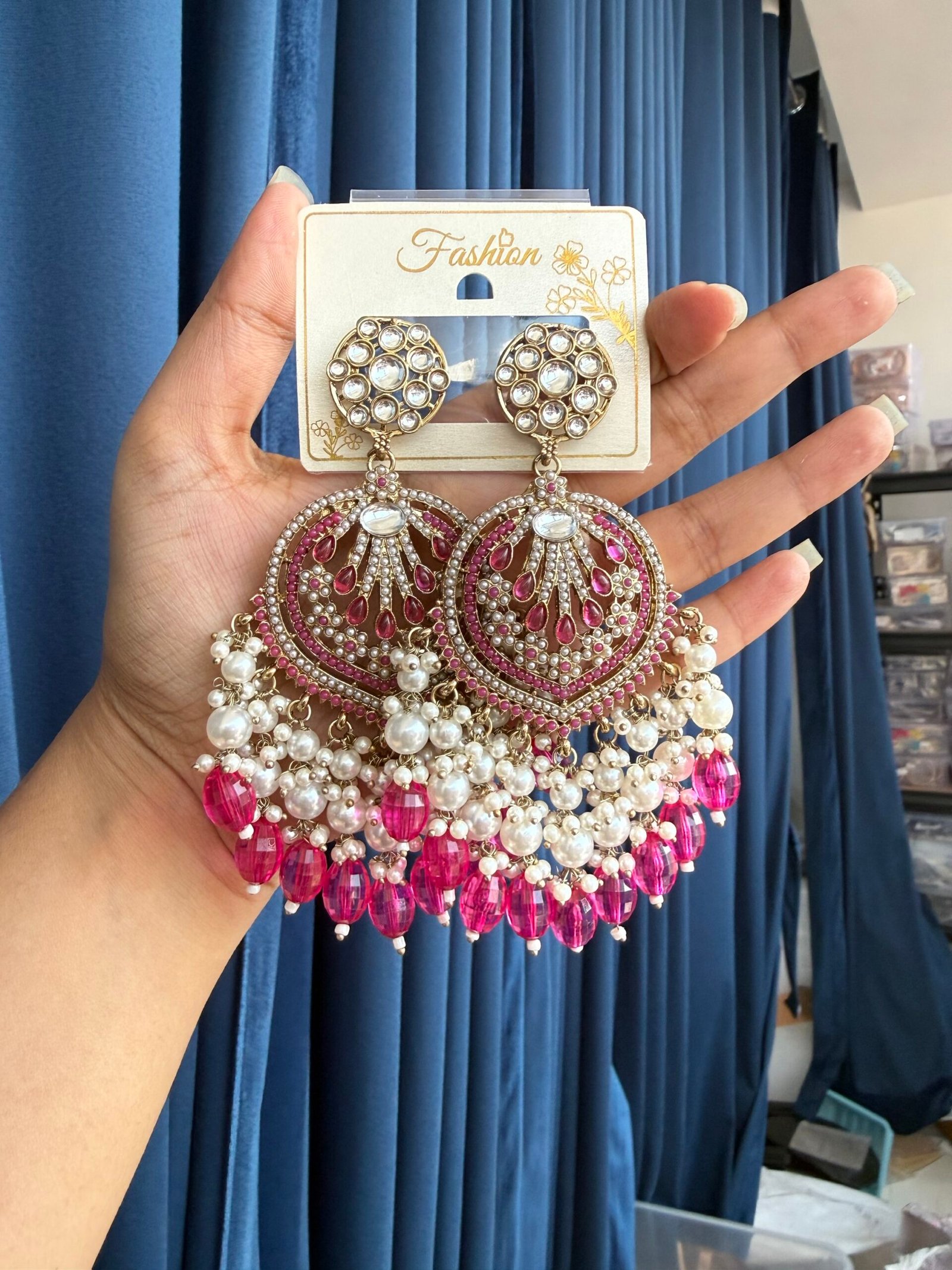 img_4715-scaled-1.jpeg Rhea Premium Earrings – Dark Pink - Image 1