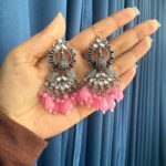 Leena Oxidised Earrings – Pink
