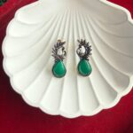 Daily Wear Stone Earrings – Dark Green