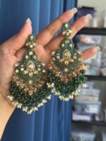Damini Dark Green Kundan Chandelier Earrings - Image 2