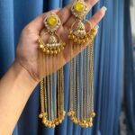Ritika Kashmiri Earrings – Yellow