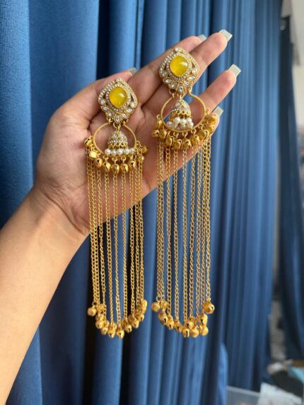 Ritika Kashmiri Earrings – Yellow