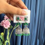 Malini Oxidised Jhumka – Dark Green