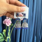 Malini Oxidised Jhumka – Dark Blue