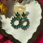 Dark Green Stone Earrings