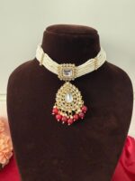 Samaira Kundan Jewellery Set – Red - Image 2