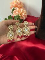 Samaira Kundan Jewellery Set – Red - Image 3