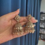Prisha Golden Premium Kundan Jhumka