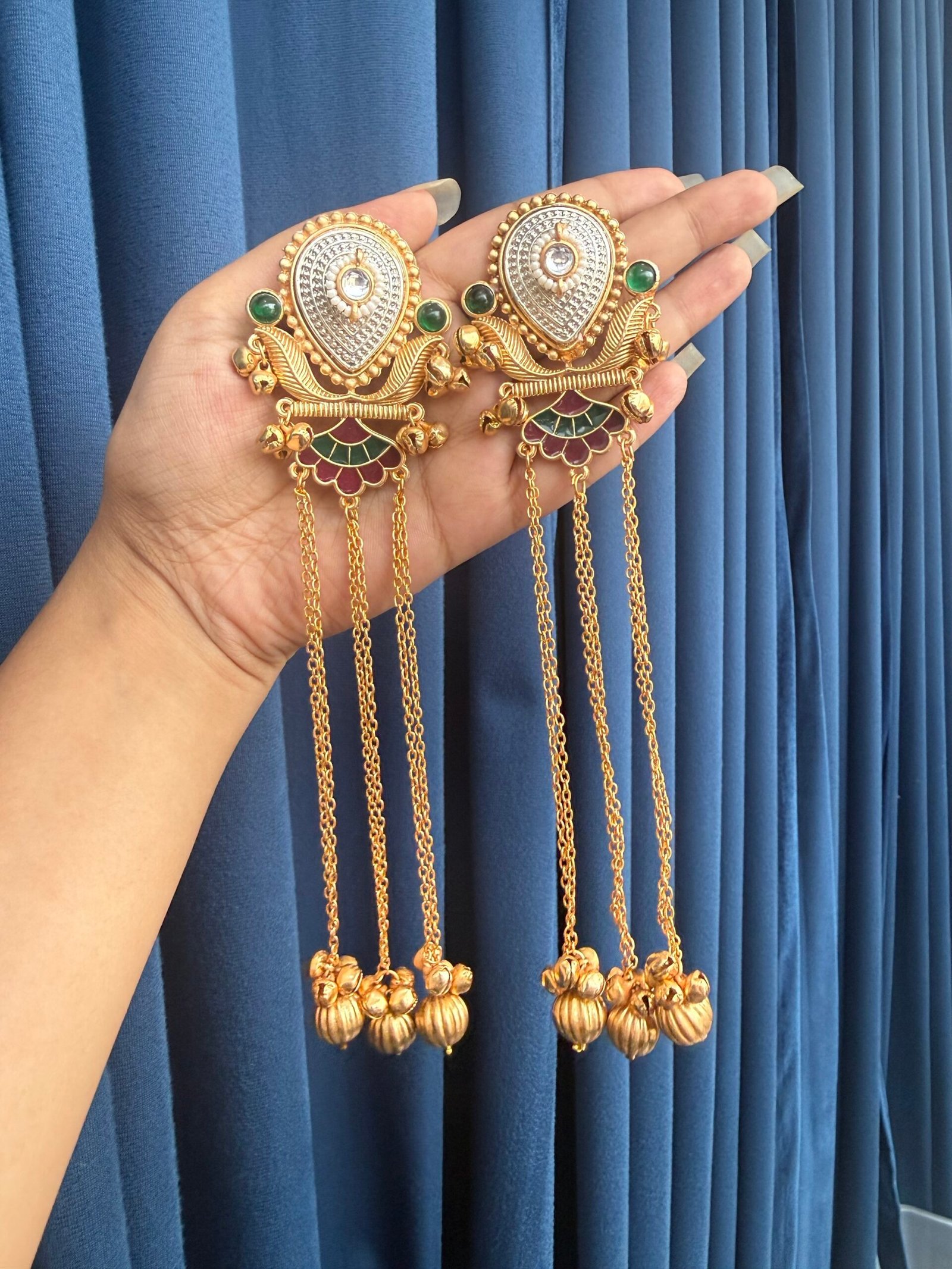 img_7488-scaled-1.jpeg Deepti Kashmiri Earrings – Green Red - Image 1