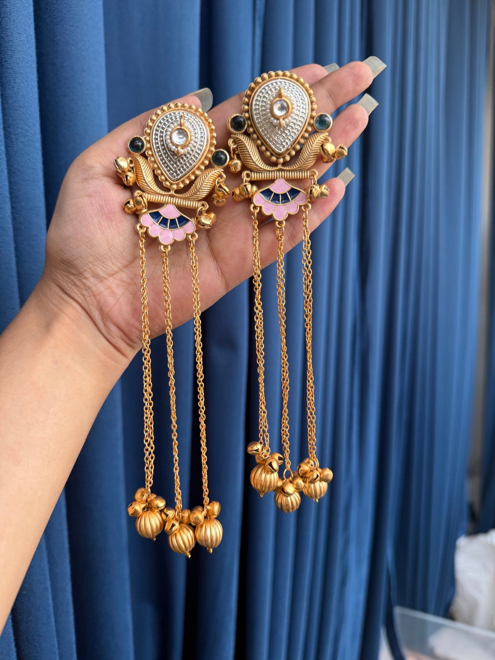 img_7491-scaled-1.jpeg Deepti Kashmiri Earrings – Black Pink - Image 1