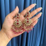 Aabha Ethnic Earrings – Dark Pink