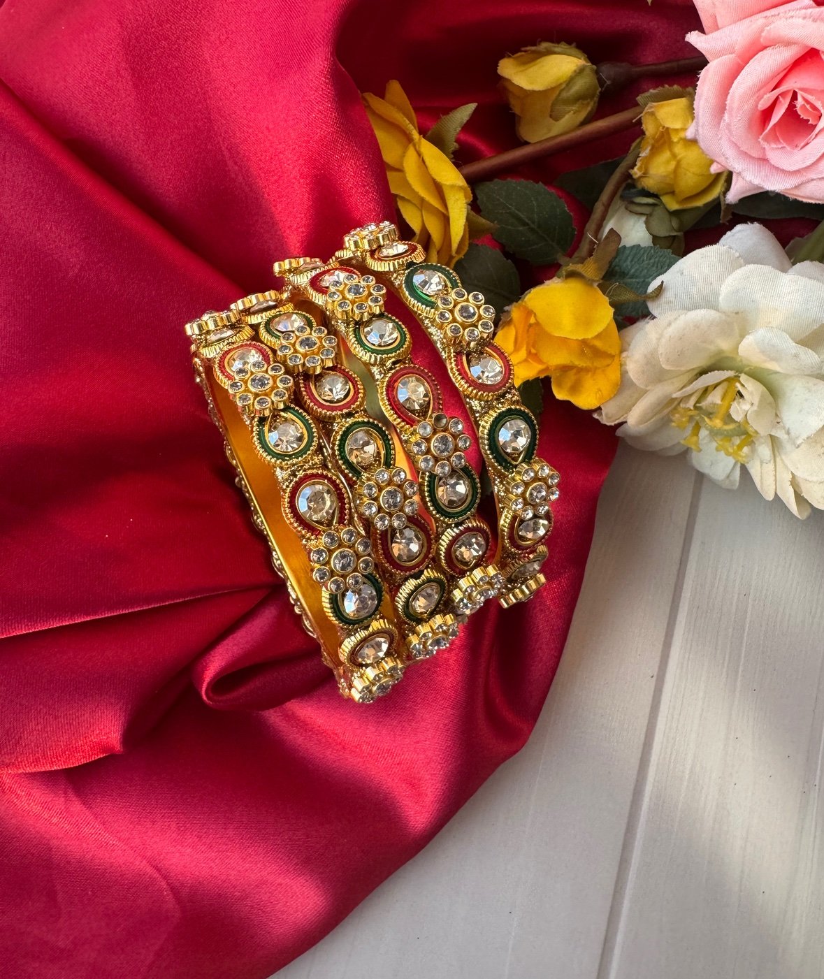 img_7590.jpeg Meenakari Stone Bangles – Set of 4 - Image 1