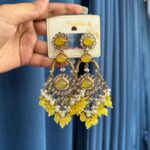 Shruti Premium Kundan Earrings – Yellow