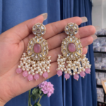 Simran Kundan Earrings – Light Pink