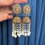 Riwa Premium Kundan Jhumka – White