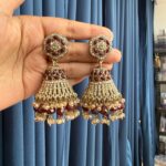 Mukti Premium Kundan Jhumka – Dark Green