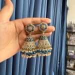 Mukti Premium Kundan Jhumka – Dark Blue