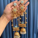 Shanaya Kashmiri Earrings –  Light Blue Red