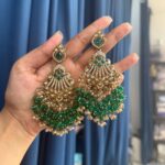 Zarine Premium Chandbali –  Dark Green