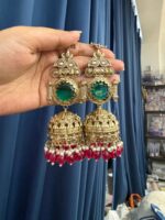 Maheen Premium Jhumka with Kaan Chain – Multi - Image 3
